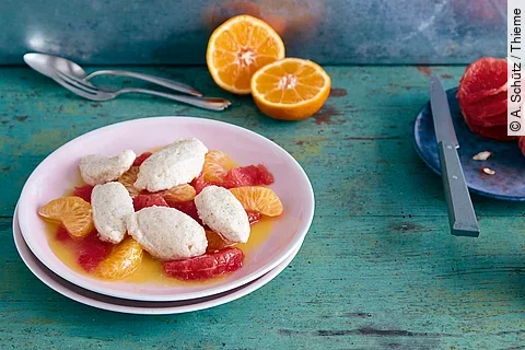 Quarkklößchen treffen Zitrusfrüchte