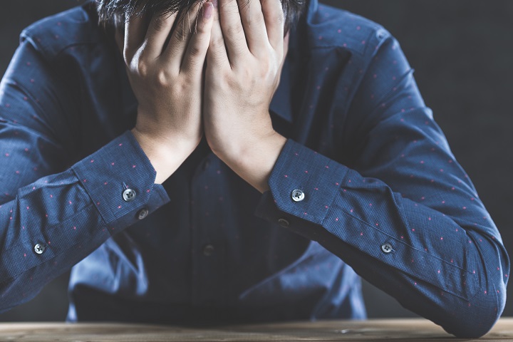 Angst, Mann, Hände, Gesicht, Sorge