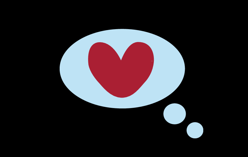 Illustration: Herz in einer Gedankenblase